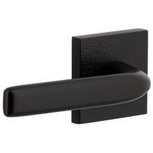 Motivo Solid Brass Non-Turning Two-Sided Dummy Door Lever Set with Bella Lever and Quadrato Leather Backplate