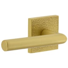 Motivo Solid Brass Non-Turning Two-Sided Dummy Door Lever Set with Moderno Lever and Quadrato Leather Backplate