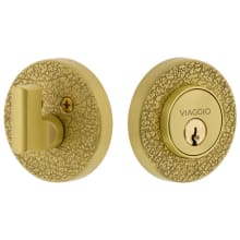 Circolo Leather Solid Brass Round Rosette Single Cylinder Deadbolt