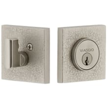 Quadrato Leather Solid Brass Square Backplate Single Cylinder Deadbolt