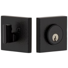 Quadrato Leather Solid Brass Square Backplate Single Cylinder Deadbolt