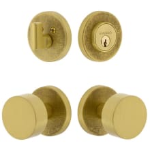 Motivo Solid Brass Single Cylinder Keyed Entry Door Knob Set and Deadbolt Combo Pack - 2-3/8" Backset