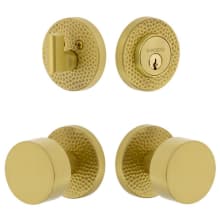 Motivo Solid Brass Single Cylinder Keyed Entry Door Knob Set and Deadbolt Combo Pack - 2-3/8" Backset