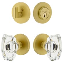 Circolo Solid Brass Single Cylinder Keyed Entry Door Knob Set and Deadbolt Combo Pack - 2-3/8" Backset