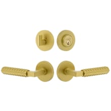 Circolo Left Handed Solid Brass Single Cylinder Keyed Entry Door Lever Set and Deadbolt Combo Pack - 2-3/4" Backset