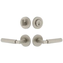 Circolo Right Handed Solid Brass Single Cylinder Keyed Entry Door Lever Set and Deadbolt Combo Pack - 2-3/8" Backset