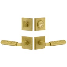 Motivo Right Handed Solid Brass Single Cylinder Keyed Entry Door Lever Set and Deadbolt Combo Pack - 2-3/4" Backset