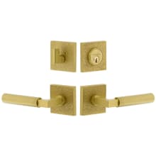Motivo Left Handed Solid Brass Single Cylinder Keyed Entry Door Lever Set and Deadbolt Combo Pack - 2-3/8" Backset