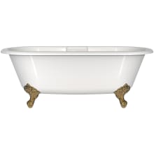 Cheshire 69" Free Standing Clawfoot Volcanic Limestone Soaking Tub with Center Drain and Overflow