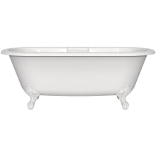 Cheshire 69" Free Standing Clawfoot Volcanic Limestone Soaking Tub with Center Drain and Overflow