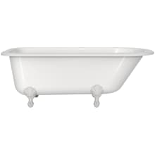 Hampshire 68" Free Standing Clawfoot Volcanic Limestone Soaking Tub with Reversible Drain and Overflow