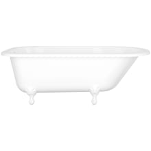 Hampshire 68" Free Standing Clawfoot Volcanic Limestone Soaking Tub with Reversible Drain and Overflow