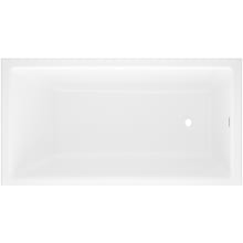 Kaldera 60" Drop-In, Three Wall Alcove Volcanic Limestone Soaking Tub with Right Drain and Overflow