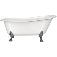 Roxburgh 68" Free Standing Clawfoot Volcanic Limestone Soaking Tub with Reversible Drain and Overflow