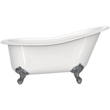 Shropshire 61" Free Standing Clawfoot Volcanic Limestone Soaking Tub with Reversible Drain and Overflow