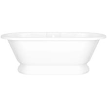 York 69" Free Standing Volcanic Limestone Soaking Tub with Center Drain and Overflow