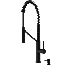 Livingston 1.8 GPM Single Hole Pre-Rinse Pull Down Kitchen Faucet - Includes Soap Dispenser