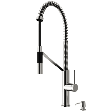 Livingston 1.8 GPM Single Hole Pre-Rinse Pull Down Kitchen Faucet - Includes Soap Dispenser