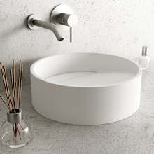 Starr 15" L x 15" W x 5" H Circular Stone Composite Vessel Bathroom Sink