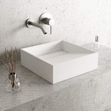 Starr 15" L x 15" W x 5" H Square Stone Composite Vessel Bathroom Sink