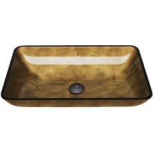 Copper 14" Rectangular Glass Vessel Bathroom Sink