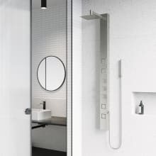Sutton thermostatic shower panel with shower head, hand shower, body sprays, and hose