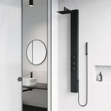 Sutton thermostatic shower panel with shower head, hand shower, body sprays, and hose