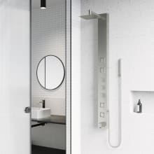 Bowery thermostatic shower panel with shower head, hand shower, body sprays, and hose