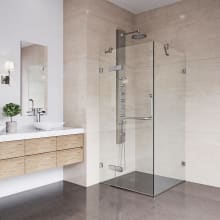 Monteray 73-3/8" High x 30-1/4" Wide x 30-1/4" Deep Hinged Frameless Shower Enclosure with Clear Glass