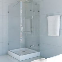 Monteray 79-1/4" High x 32" Wide x 32-3/8" Deep Hinged Frameless Shower Enclosure with 3/8" Glass - Shower Pan Included