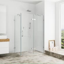 Monteray 73-3/8" High x 46" Wide x 34-1/8" Deep Hinged Frameless Shower Enclosure with Clear Glass