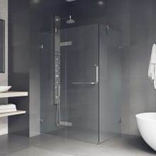 Monteray 73-3/8" High x 46" Wide x 30-1/4" Deep Hinged Frameless Shower Enclosure with Clear Glass