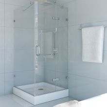 Monteray 79-1/4" High x 32" Wide x 32-3/8" Deep Hinged Frameless Shower Enclosure with 3/8" Glass - Shower Pan Included