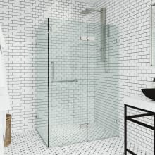 Monteray 73-3/8" High x 46" Wide x 30-1/4" Deep Hinged Frameless Shower Enclosure with Clear Glass