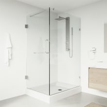 Pacifica 79-1/4" High x 48" Wide x 36-1/8" Deep Hinged Frameless Shower Enclosure with 3/8" Glass - Shower Pan with Right Hand Drain