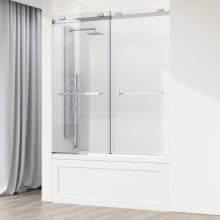 Houston 66" High x 60" Wide Sliding Frameless Tub Door with Clear Glass