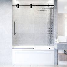 Elan 66" High x 60" Wide Sliding Frameless Tub Door with Patterned Glass