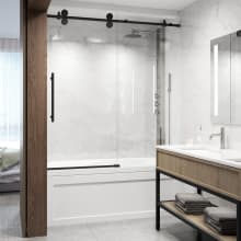 Elan 56 to 60 in. W x 66 in. H Sliding Frameless Tub Door in Stainless Steel with 3/8 in. (10mm) ProtecGlass