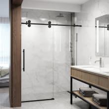Elan 56 to 60 in. W x 74 in. H Sliding Frameless Shower Door in Stainless Steel with 3/8 in. (10mm) ProtecGlass