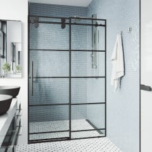 Elan 56 to 60 in. W x 74 in. H Frameless Grid Sliding Shower Door with 3/8 in. (10 mm) Clear Glass