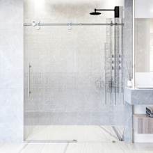 Elan 74" High x 60" Wide Sliding Frameless Shower Door with Patterned Glass