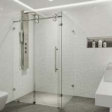 Winslow 74" High x 58" Wide x 35" Deep Hinged Frameless Shower Enclosure with Clear Glass
