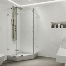 Verona 76-3/4" High x 38" Wide x 38-1/8" Deep Hinged Frameless Shower Enclosure with 3/8" Glass - Shower Pan Included