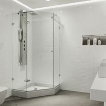 Verona 76-3/4" High x 36" Wide x 36-1/8" Deep Hinged Frameless Shower Enclosure with 3/8" Glass - Shower Pan Included