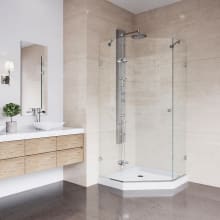 Verona 76-3/4" High x 36" Wide x 36-1/8" Deep Hinged Frameless Shower Enclosure with 3/8" Glass - Low Profile Shower Pan Included