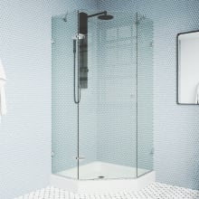 Verona 76-3/4" High x 38" Wide x 38-1/8" Deep Hinged Frameless Shower Enclosure with 3/8" Glass - Shower Pan Included