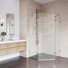 Gemini 73" High x 46" Wide x 46" Deep Hinged Frameless Shower Enclosure with Clear Glass