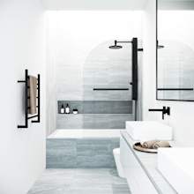 Orion 58" High x 34" Wide Hinged Frameless Tub Door with Clear Glass