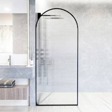 Arden 78" High x 34" Wide Shower Screen Framed Shower Door with Fluted Glass