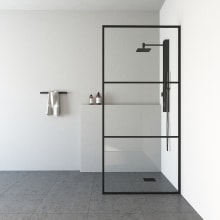 Divide 74" High x 34-1/8" Wide Shower Screen Framed Shower Door with Clear Glass